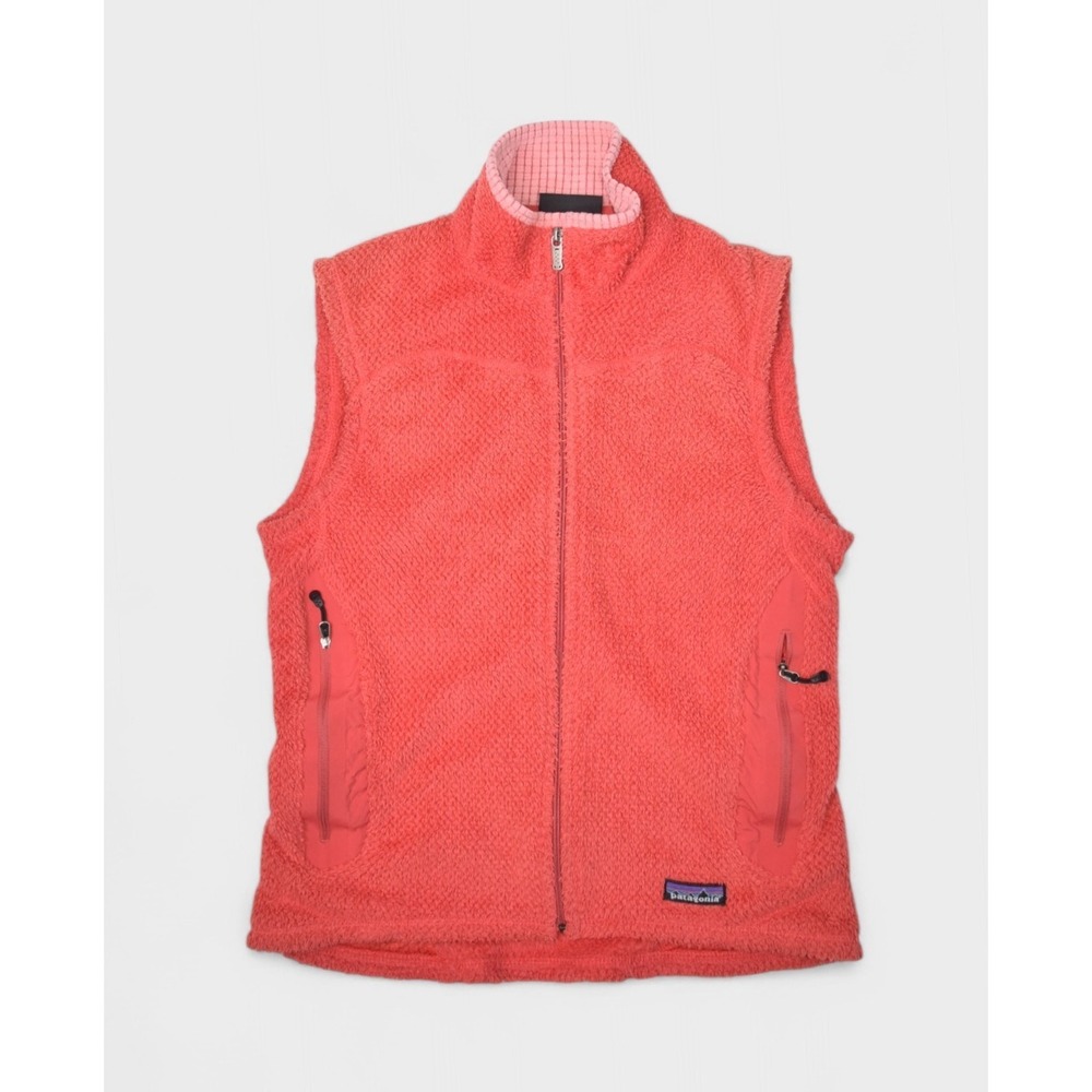 Patagonia Jacket Womens Medium Pink Fleece R2 Vest Full Zip Sweater Outdoor